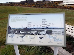 Estuary viewpoint bird interpretation sign