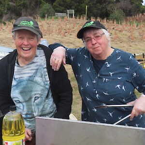 Happy in their jobs on the BBQ!